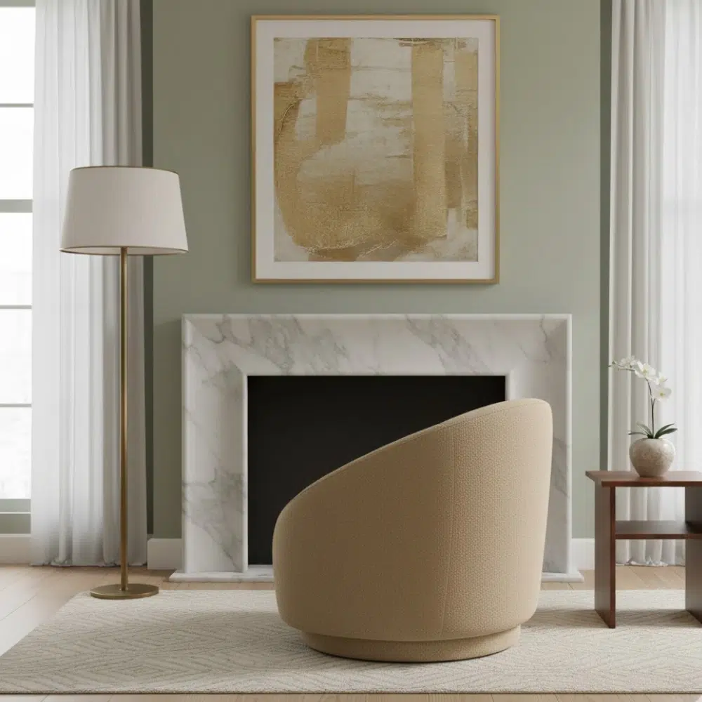 Modern Bouclé Round Armchair