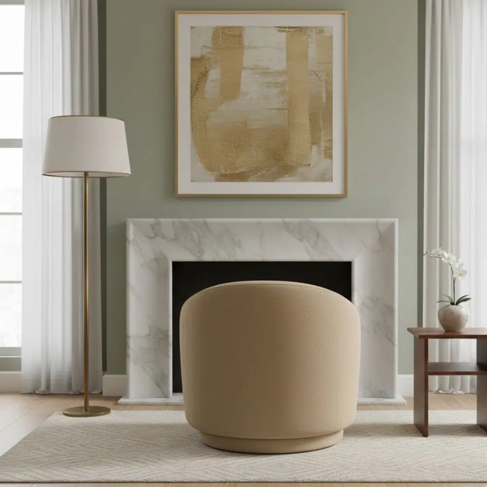 Modern Bouclé Round Armchair