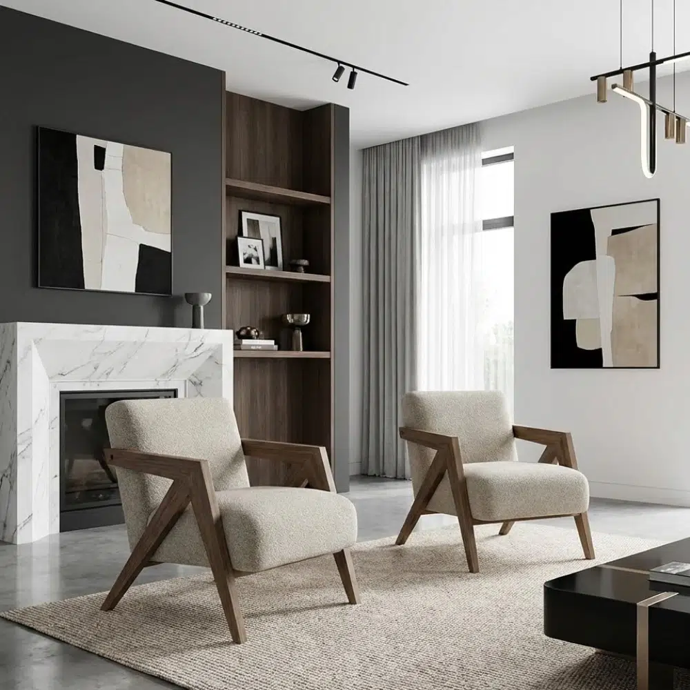 Modern Nordic Wooden Armchair