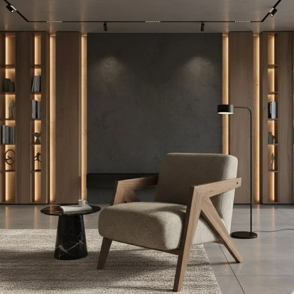 Modern Nordic Wooden Armchair