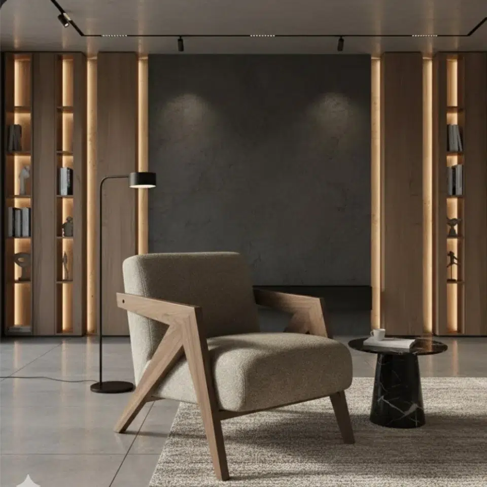 Modern Nordic Wooden Armchair