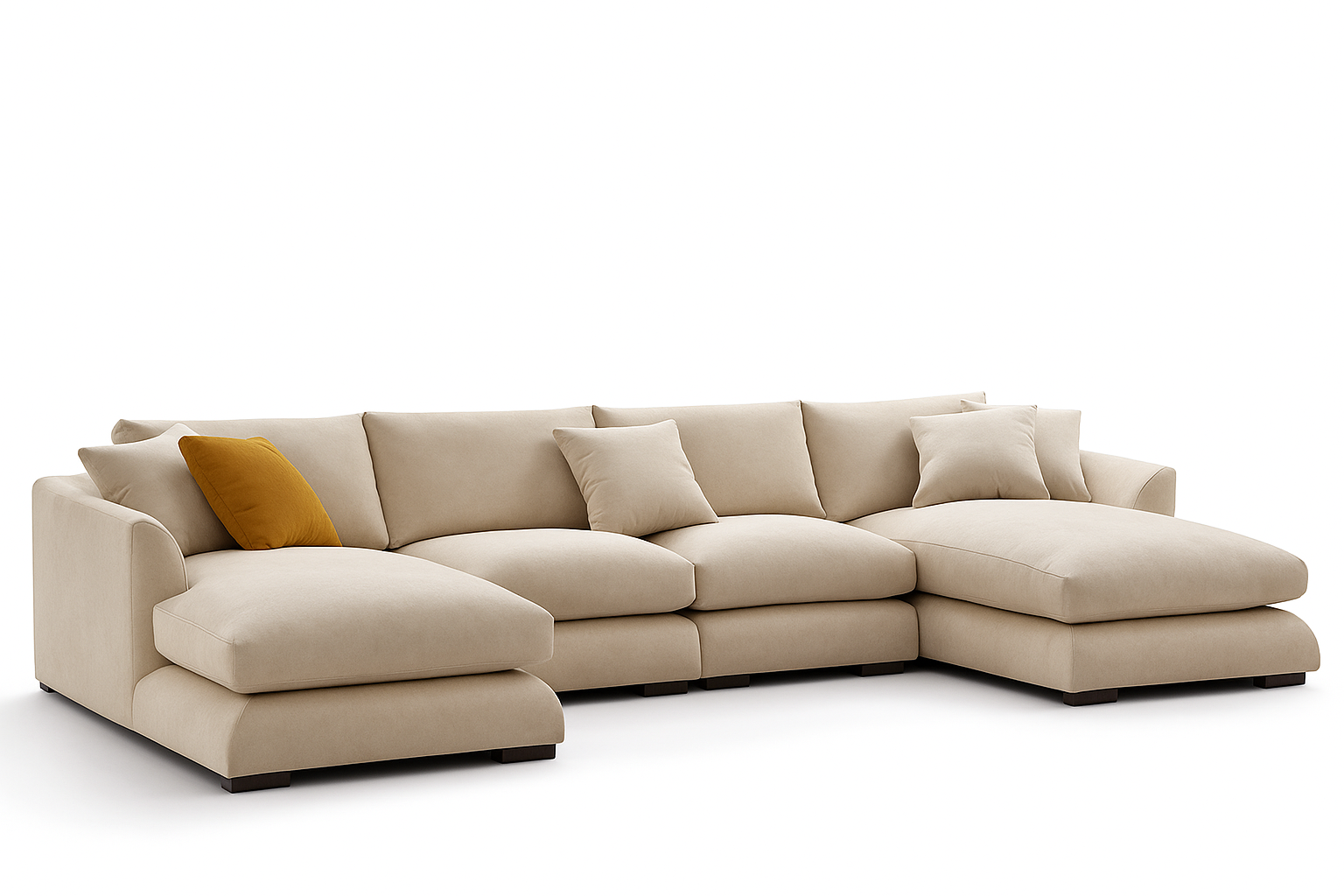 Premium Feather U Sectional 5-Seater Sofa