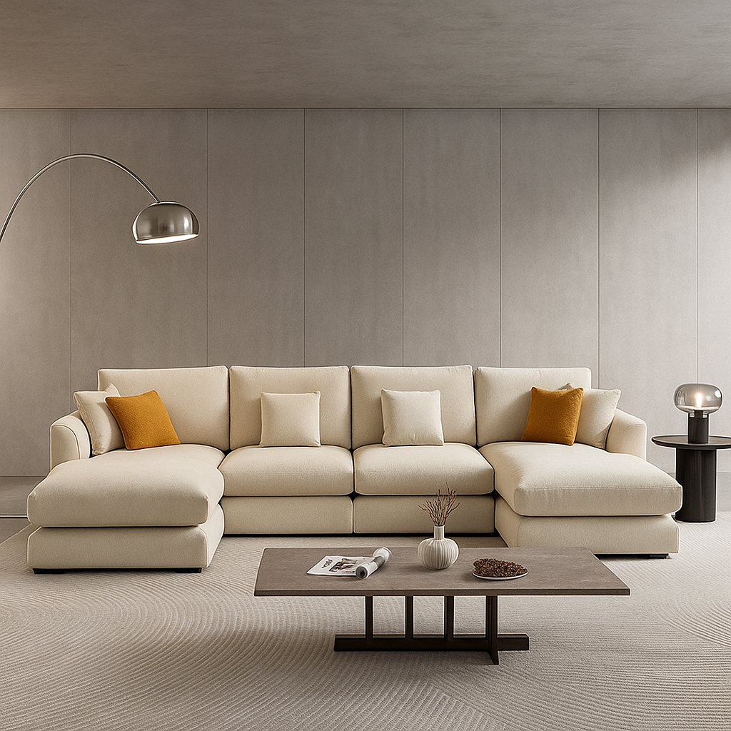 Premium Feather U Sectional 5-Seater Sofa