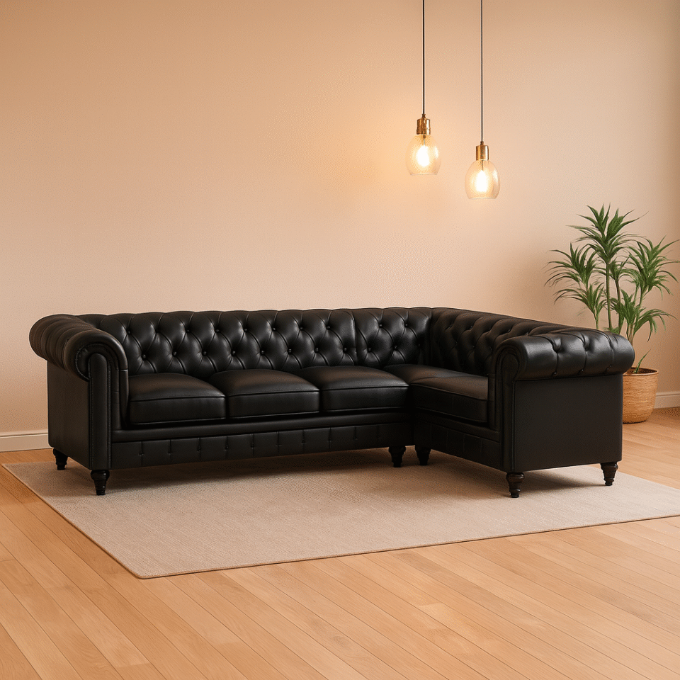 Regent Noir Tufted Corner Sofa