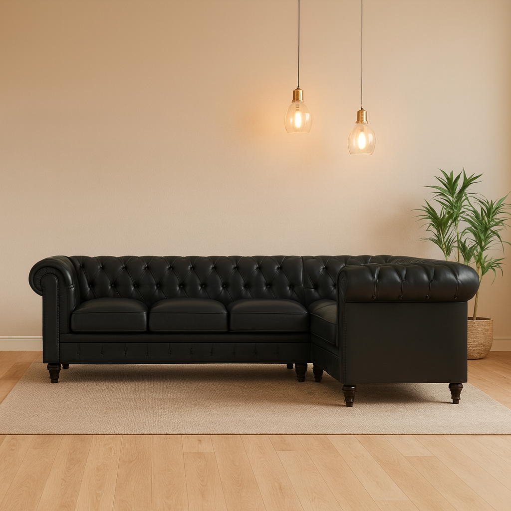 Regent Noir Tufted Corner Sofa