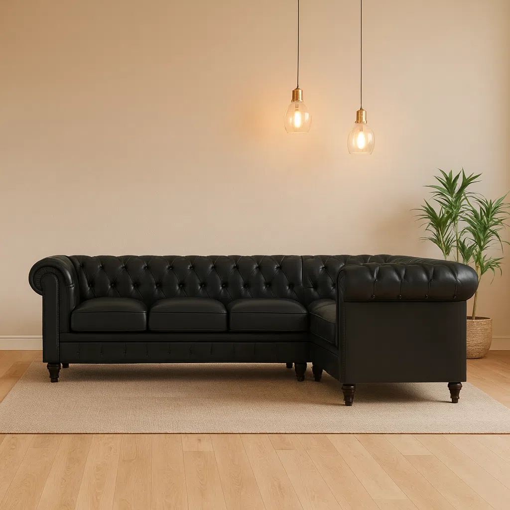 Regent Noir Tufted Corner Sofa