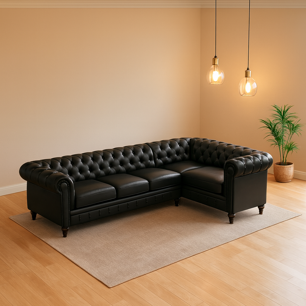 Regent Noir Tufted Corner Sofa