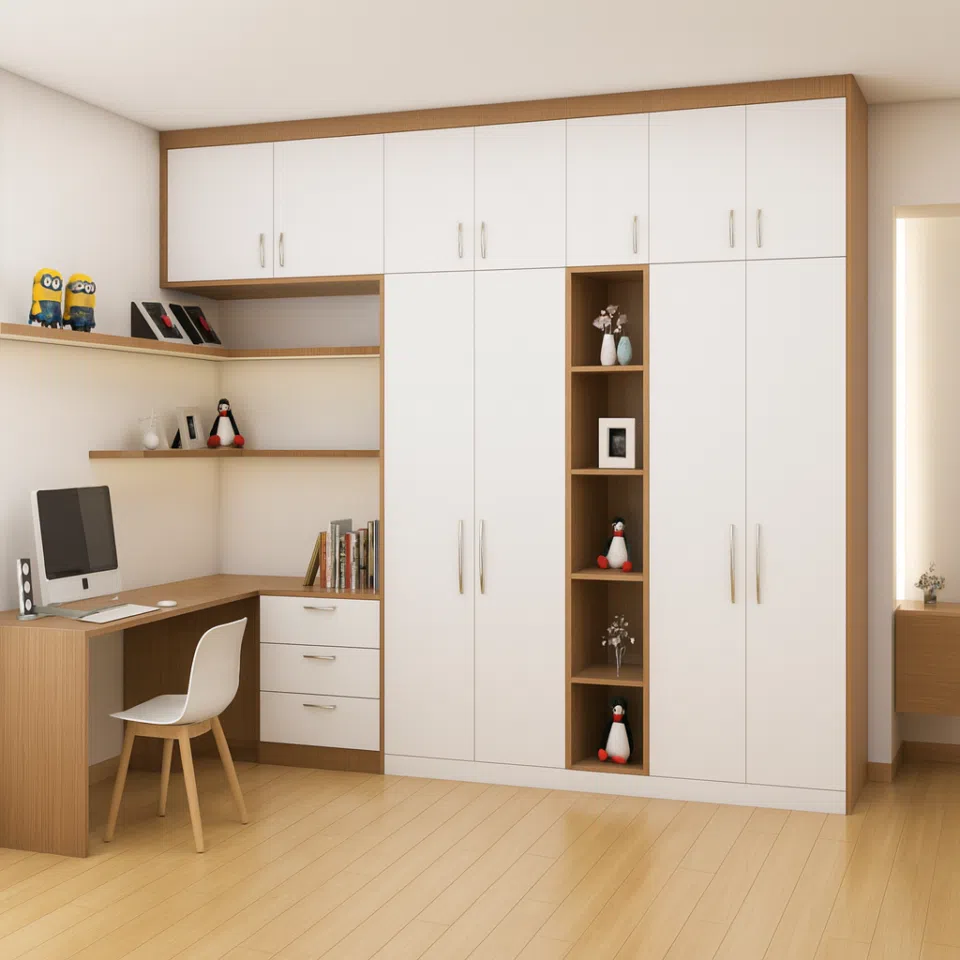 Kirova Built-In Customized Wardrobe with Study Desk