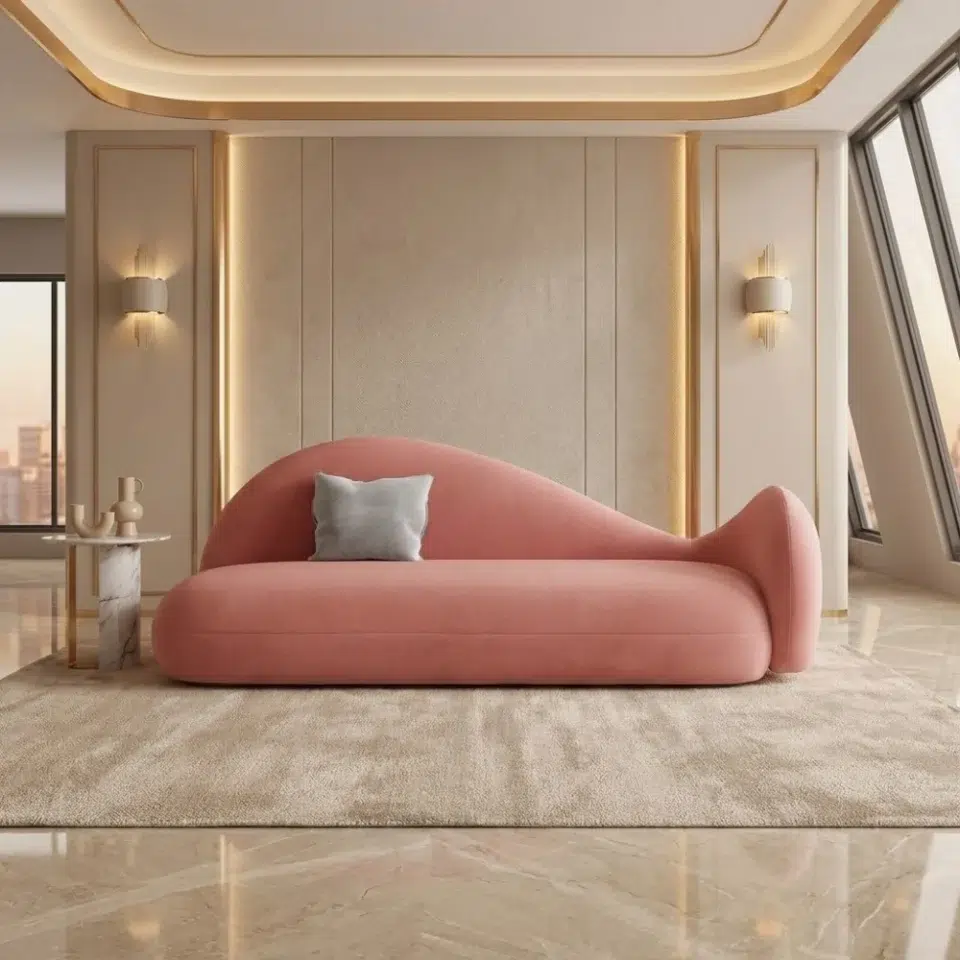 Blush Flow Modern Sculptural Chaise Lounge…