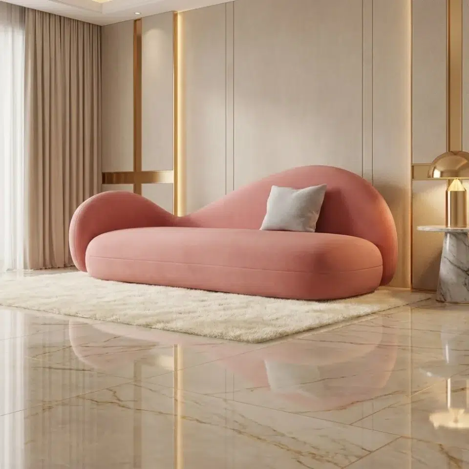 Blush Flow Modern Sculptural Chaise Lounge…