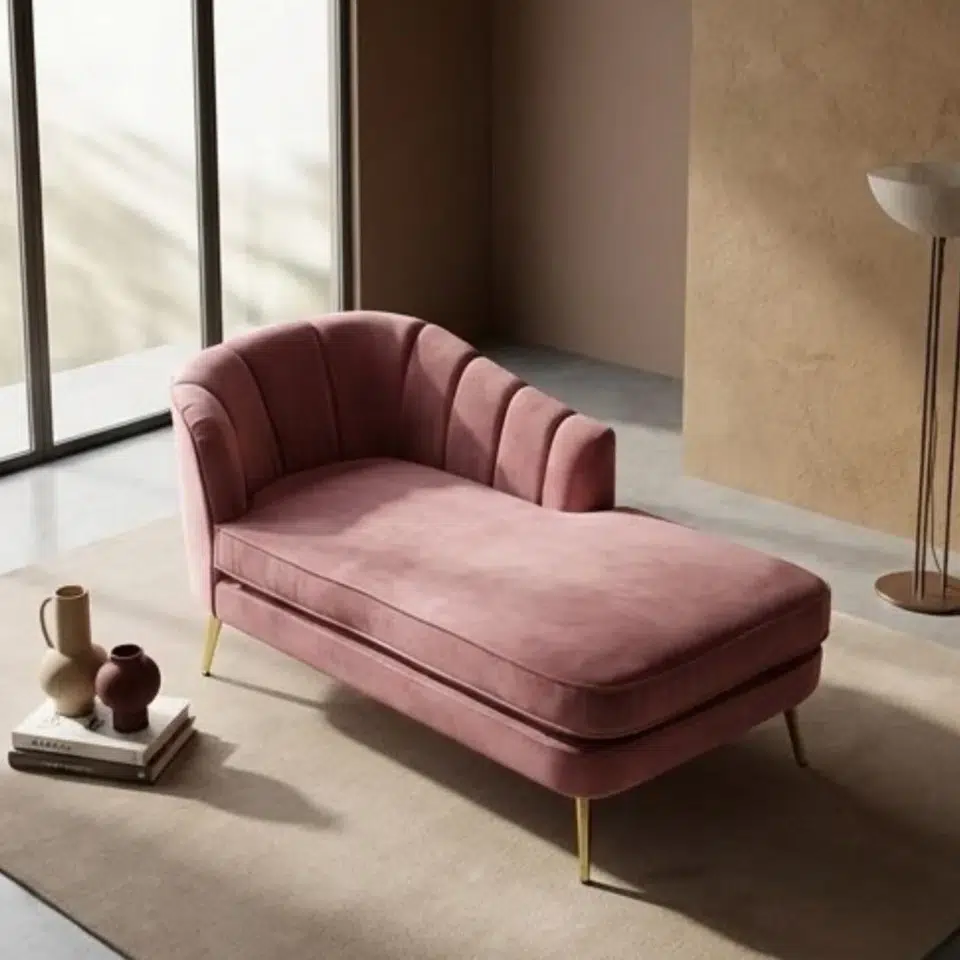 Blush Luxe Modern Velvet Chaise Lounge…