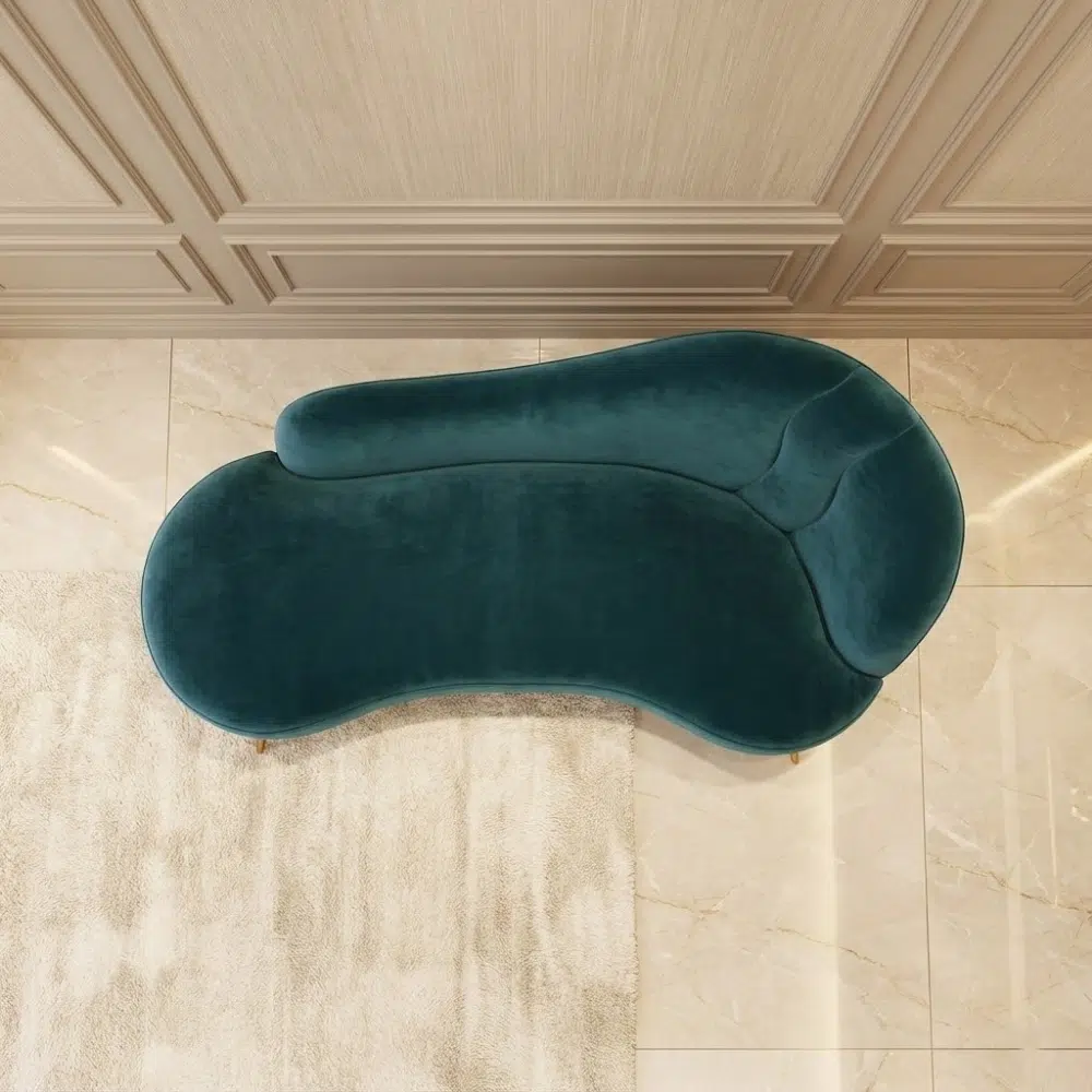 Emerald Curve Modern Velvet Chaise Lounge