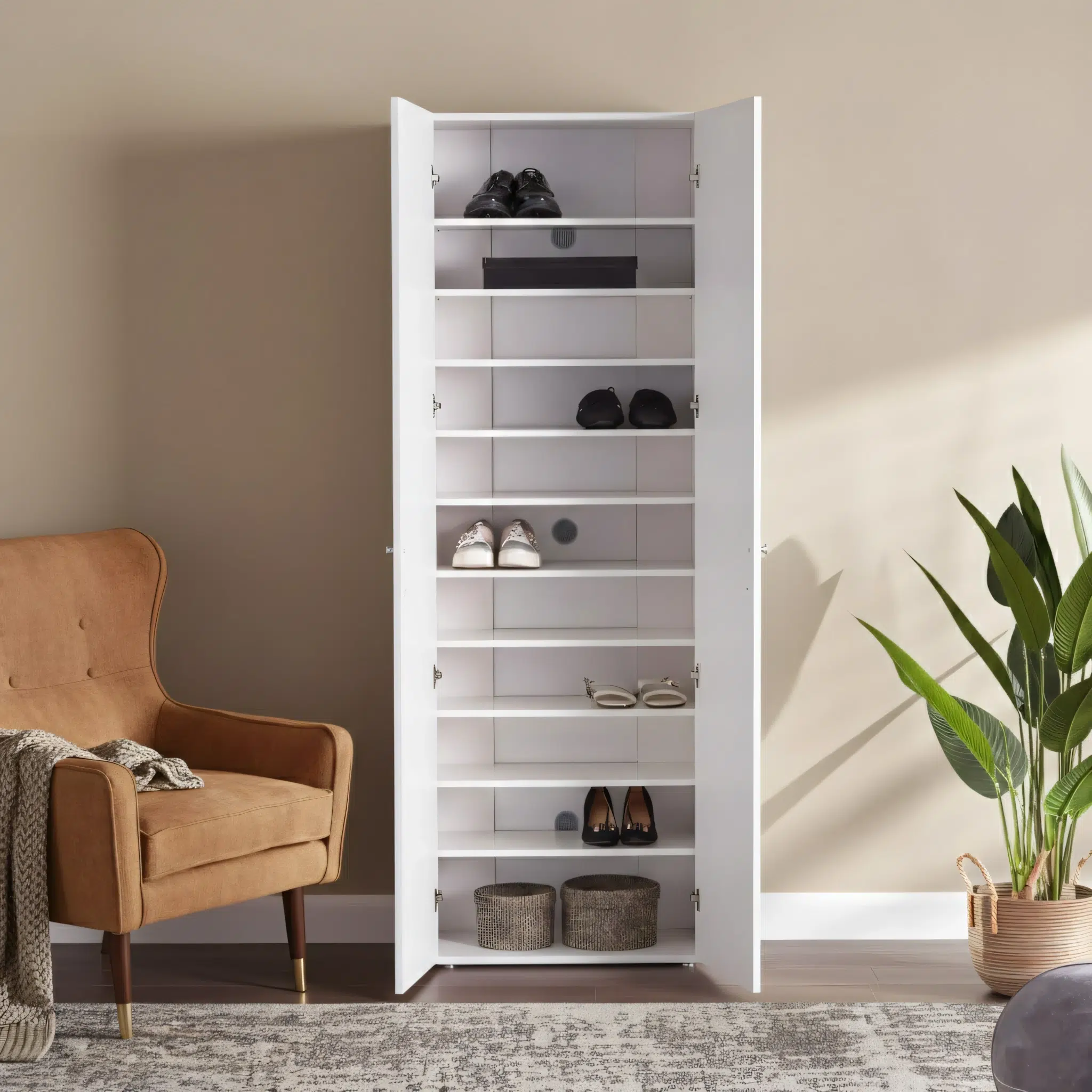 Glassyn Shoe Cabinet with Glass Doors