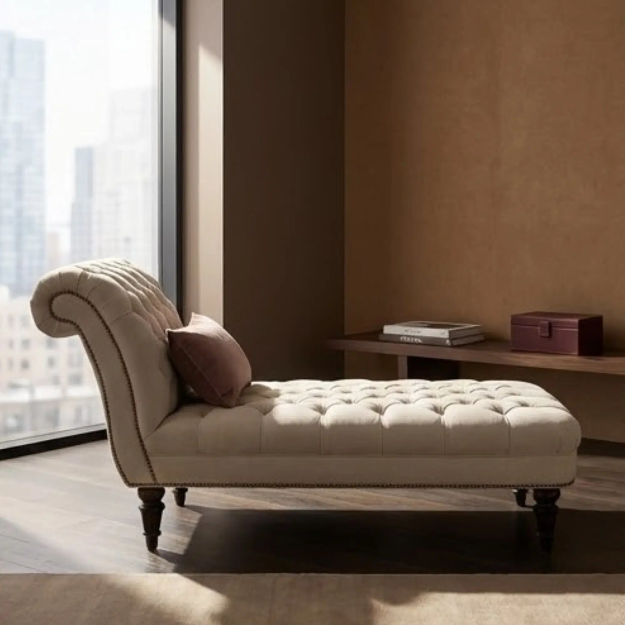 Ivory Crest Classic Tufted Chaise Lounge