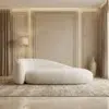 Ivory Drift Modern Curved Chaise Lounge
