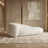 Ivory Drift Modern Curved Chaise Lounge