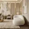 Ivory Drift Modern Curved Chaise Lounge
