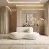 Ivory Halo Modern Curved Chaise Lounge