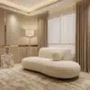 Ivory Halo Modern Curved Chaise Lounge