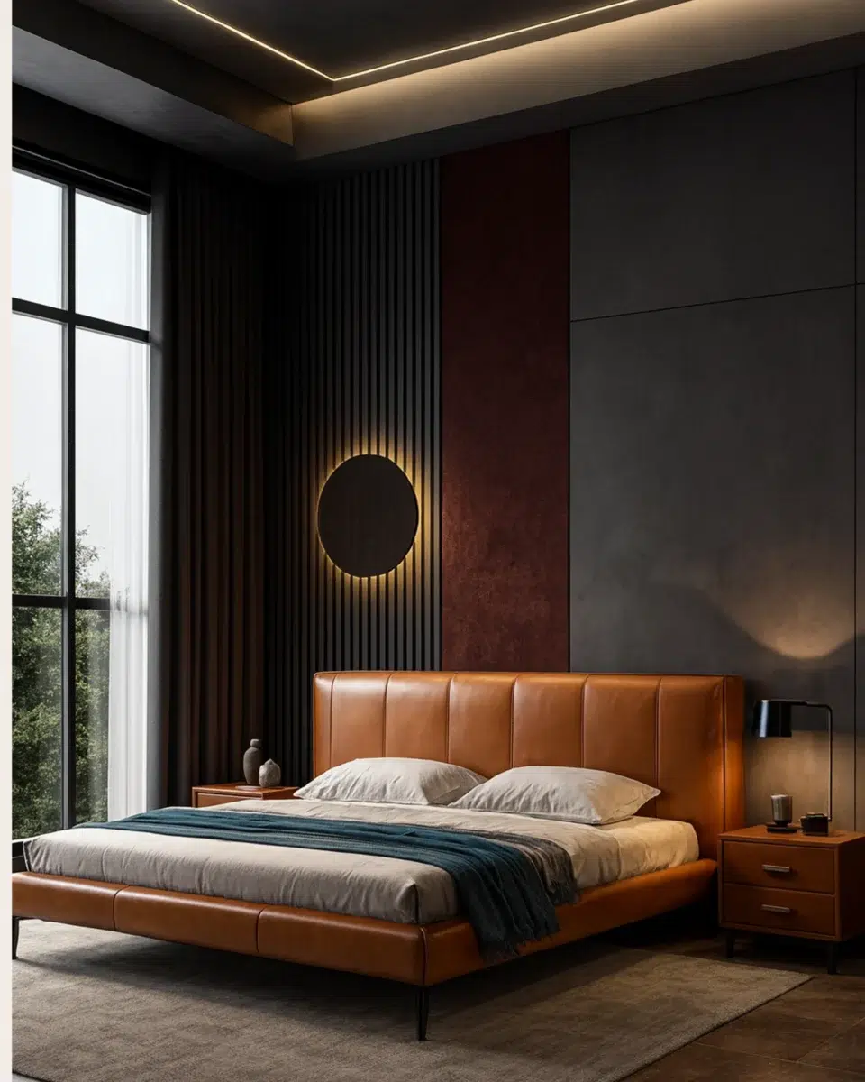 Linea Modern Leather Bed