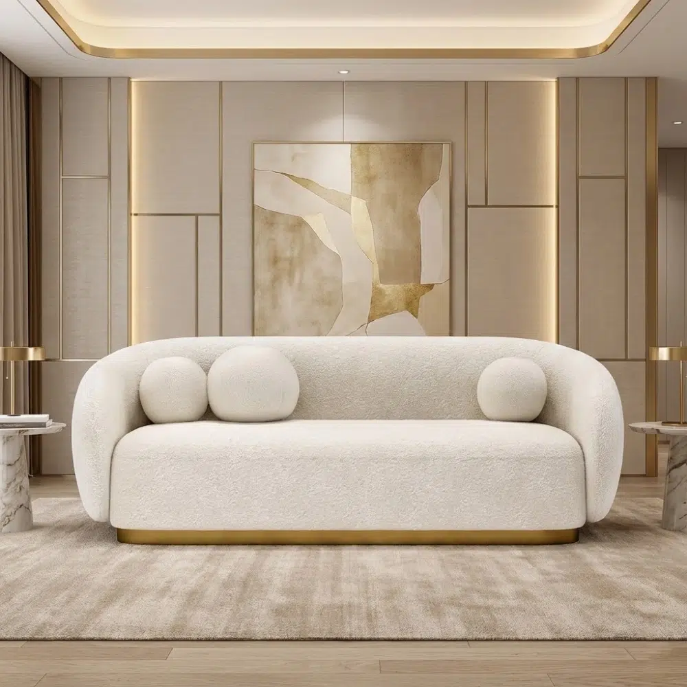 Luxury Bouclé Chaise Lounger