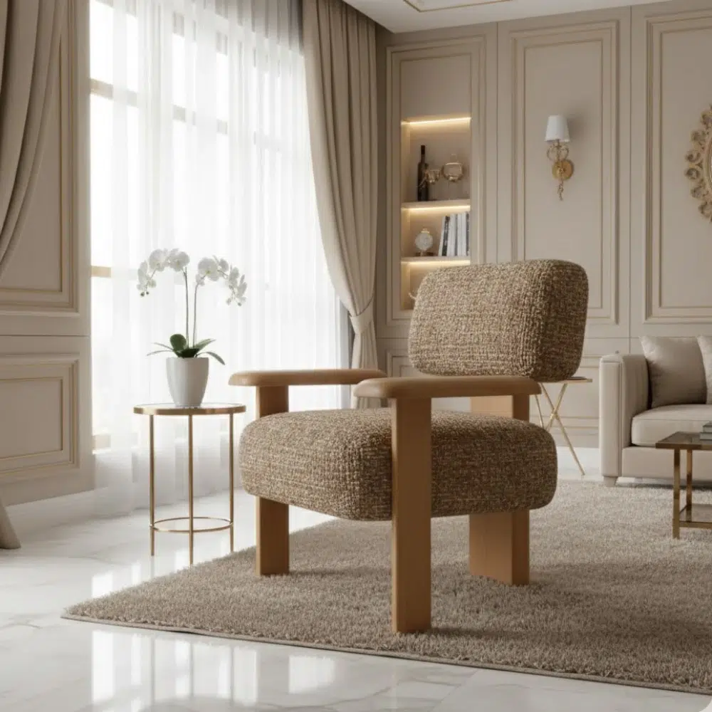 Luxury Designer Bouclé Arm chair