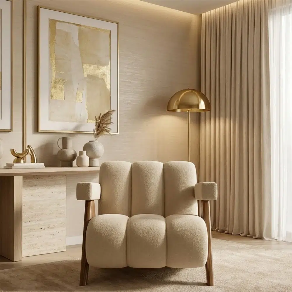 Luxury Sculptural Bouclé Armchair