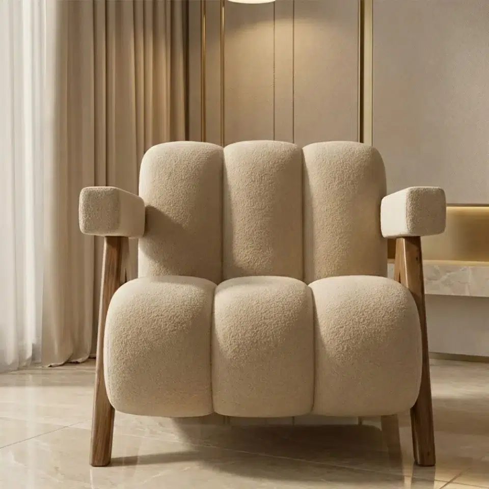 Luxury Sculptural Bouclé Armchair…