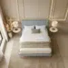 Mid-Century Modern Upholstered Bed