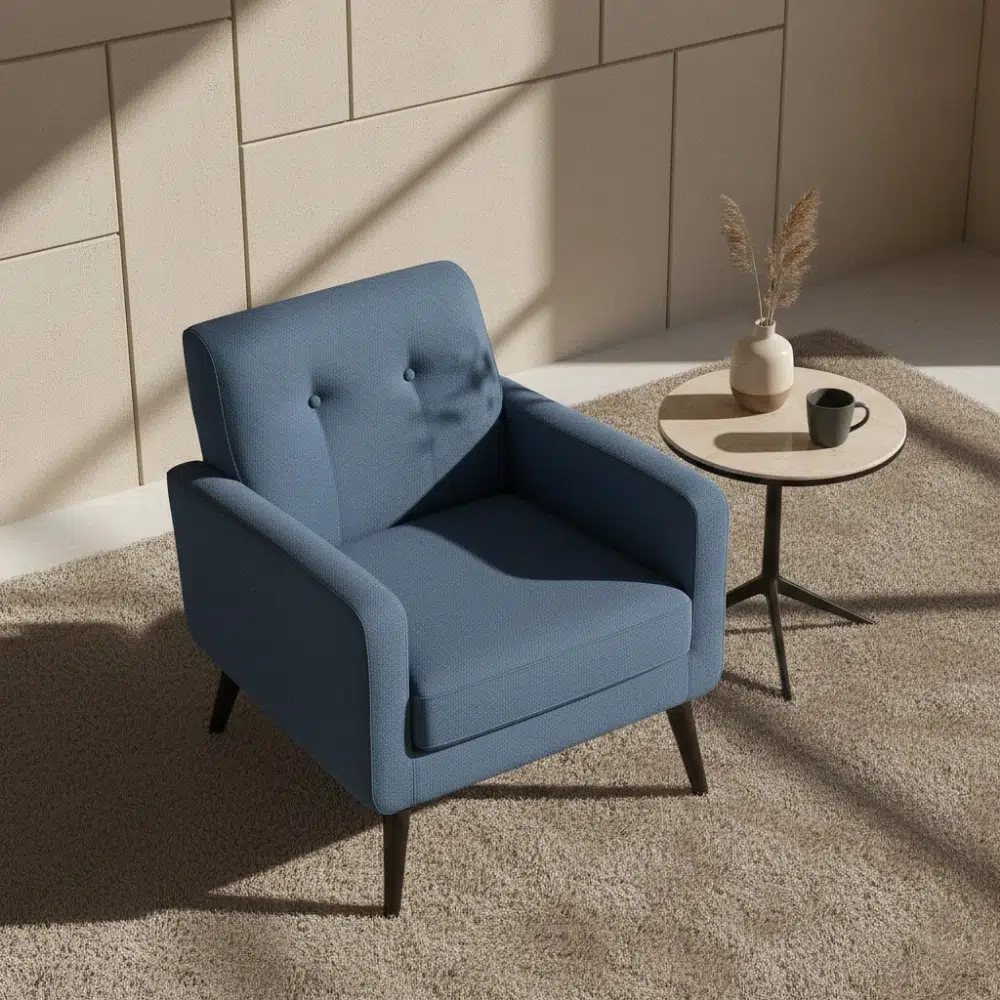 Modern Blue Fabric Armchair