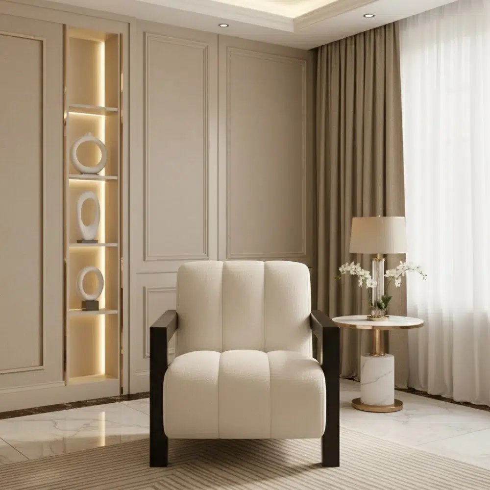 Modern Channel-Tufted Arm Chair