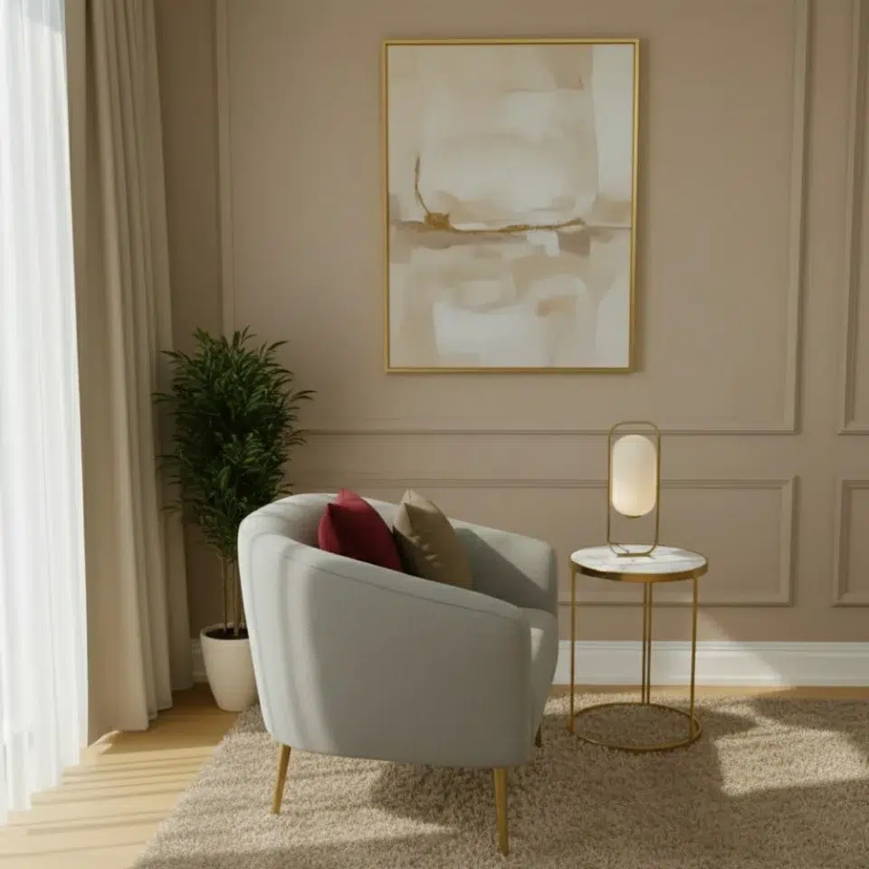 Modern Curved Fabric Armchair