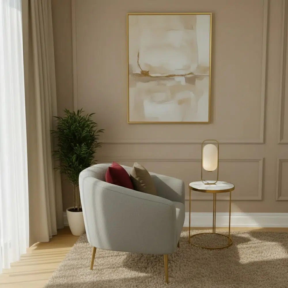 Modern Curved Fabric Armchair