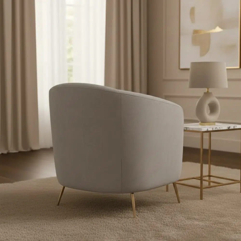 Modern Curved Fabric Armchair