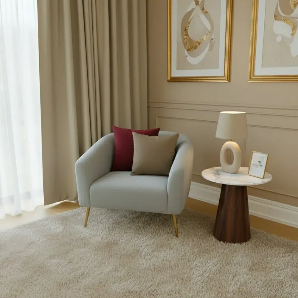 Modern Curved Fabric Armchair