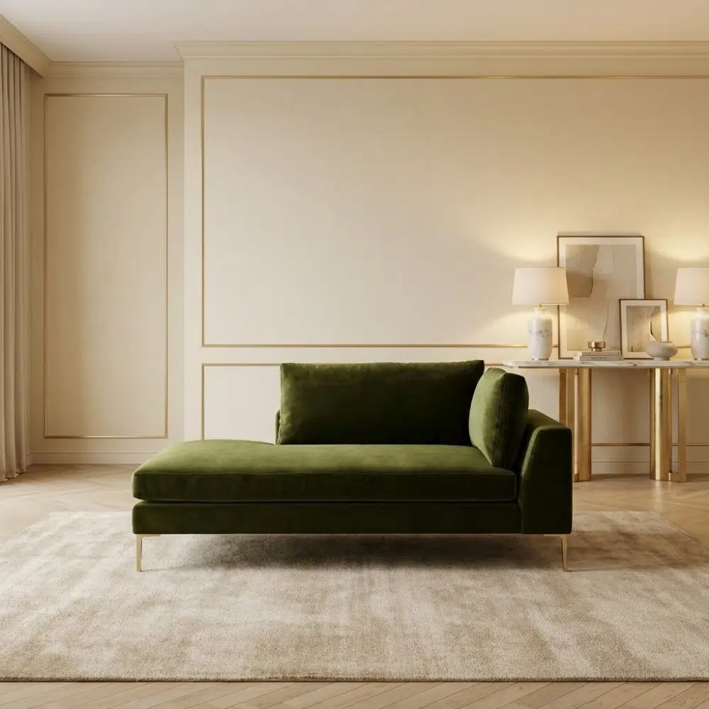 Olive Luxe Modern Velvet Chaise Lounge