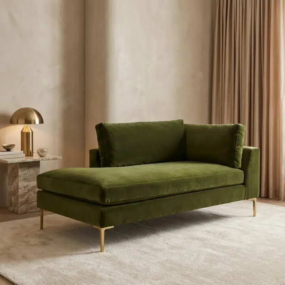 Olive Luxe Modern Velvet Chaise Lounge…