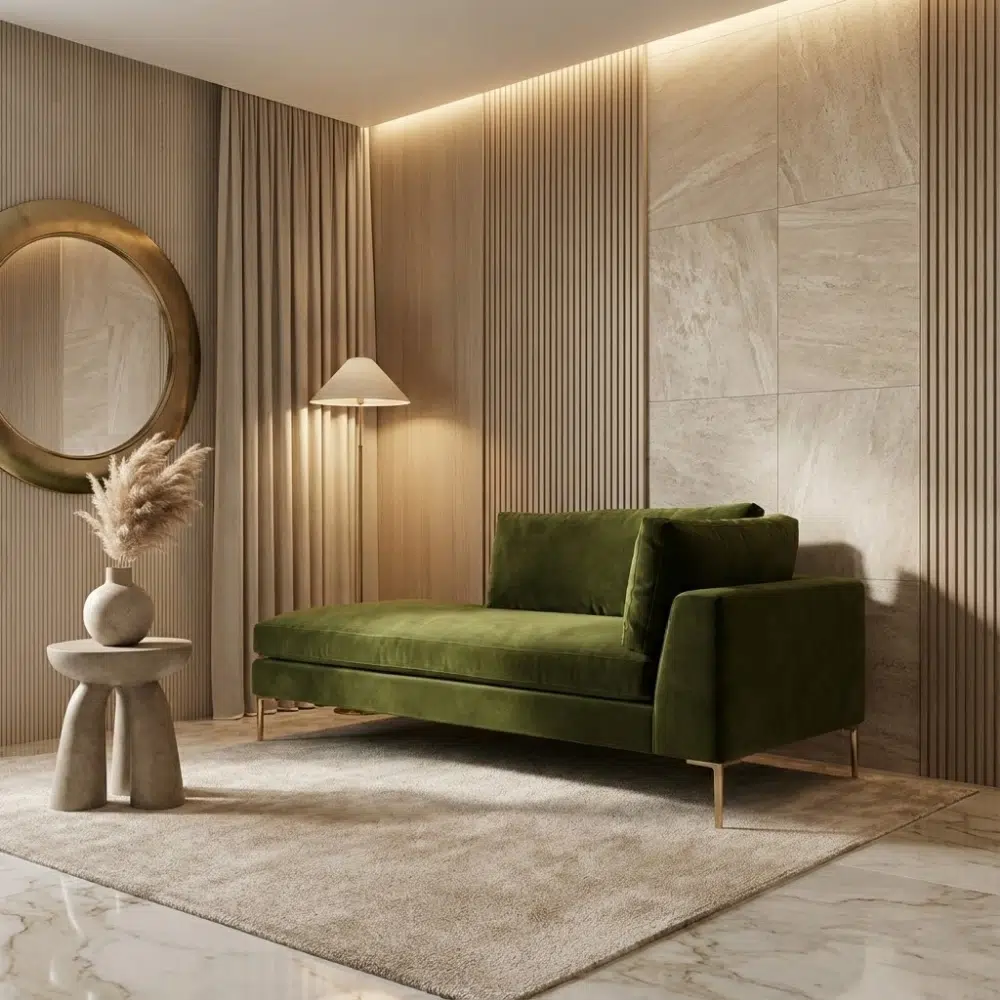Olive Luxe Modern Velvet Chaise Lounge