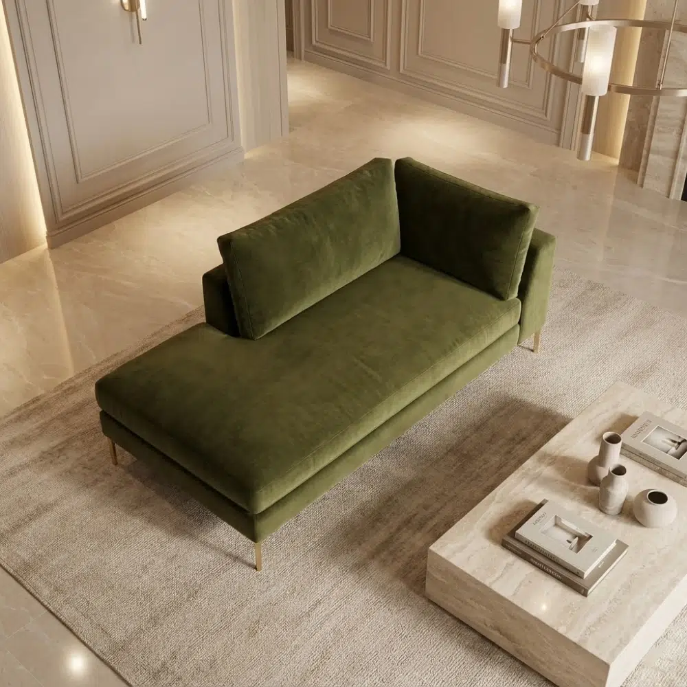 Olive Luxe Modern Velvet Chaise Lounge