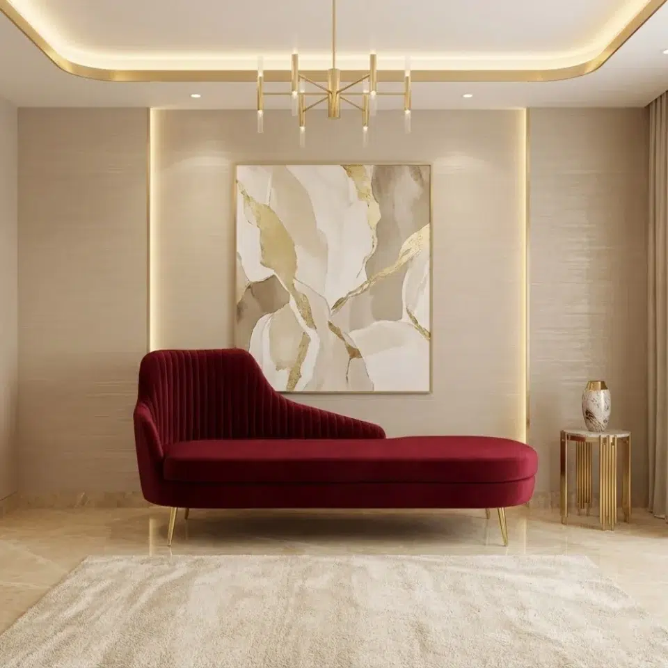 Velour Crest Modern Chaise Lounge…