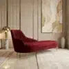 Velour Crest Modern Chaise Lounge