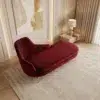 Velour Crest Modern Chaise Lounge