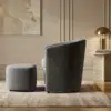 Velvet Armchair and Ottoman