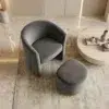 Velvet Armchair and Ottoman