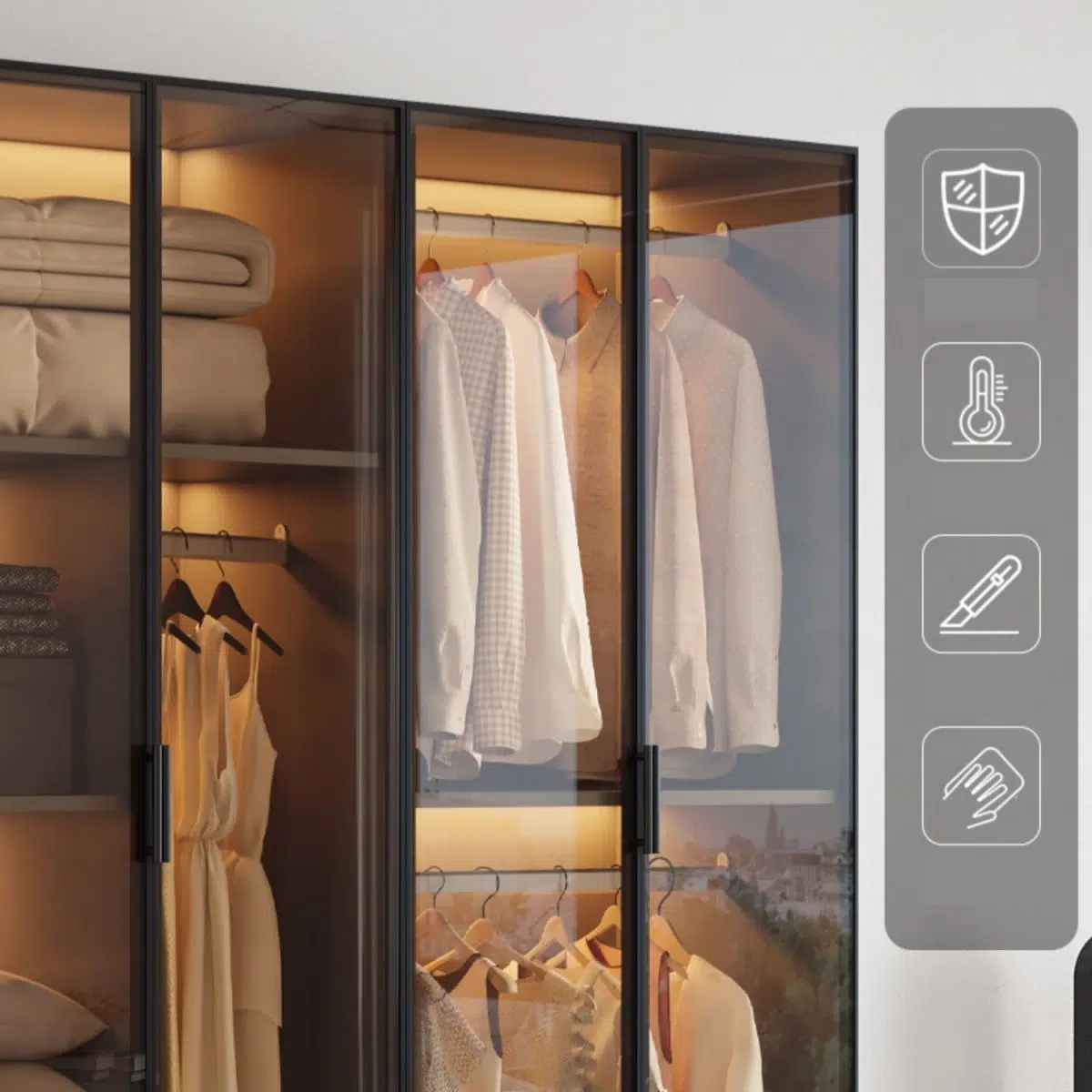 ZenSpace Luxury Glass Wardrobe