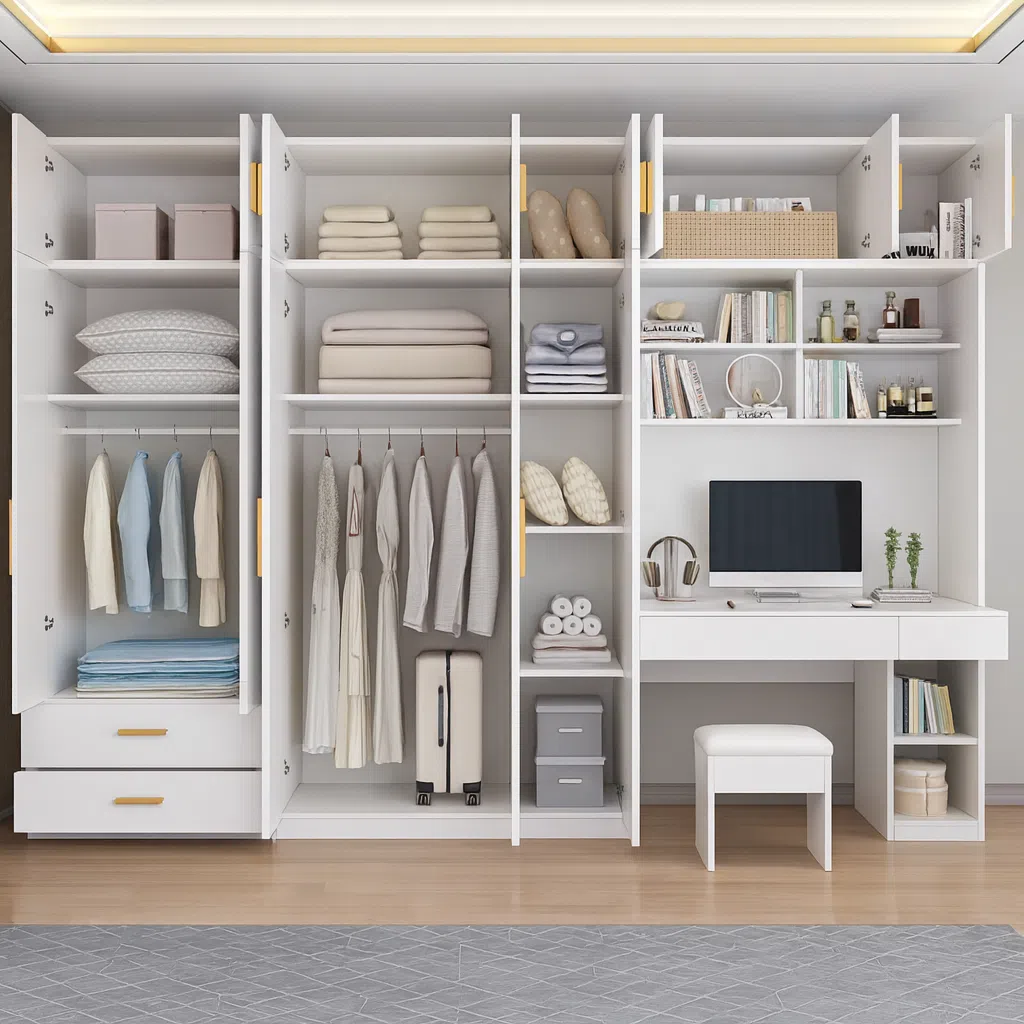 Modern Wall-Mounted Wardrobe With Study Unit
