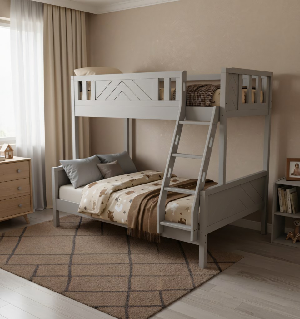 Noirvex Wooden Grey Bunk Bed