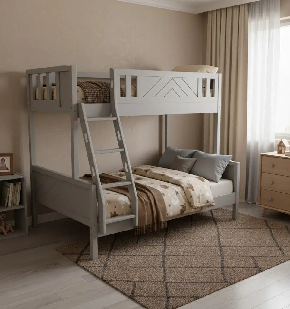 Noirvex Wooden Grey Bunk Bed