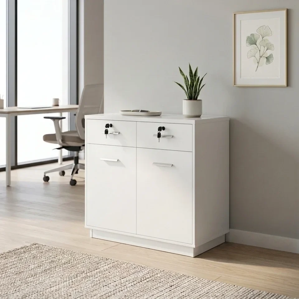 Wooden Side Table with Drawers