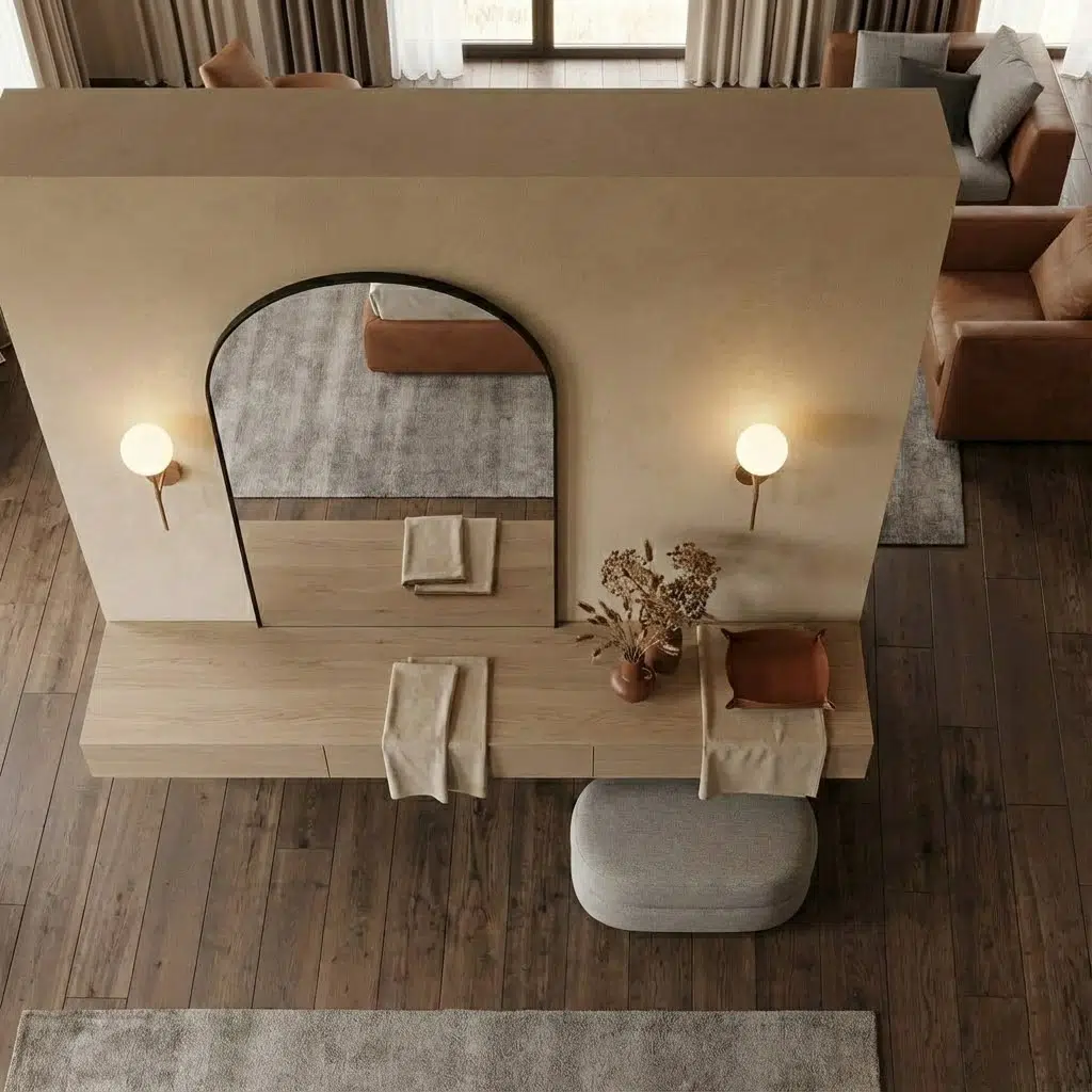 Arvessa Floating Console Table With Mirror